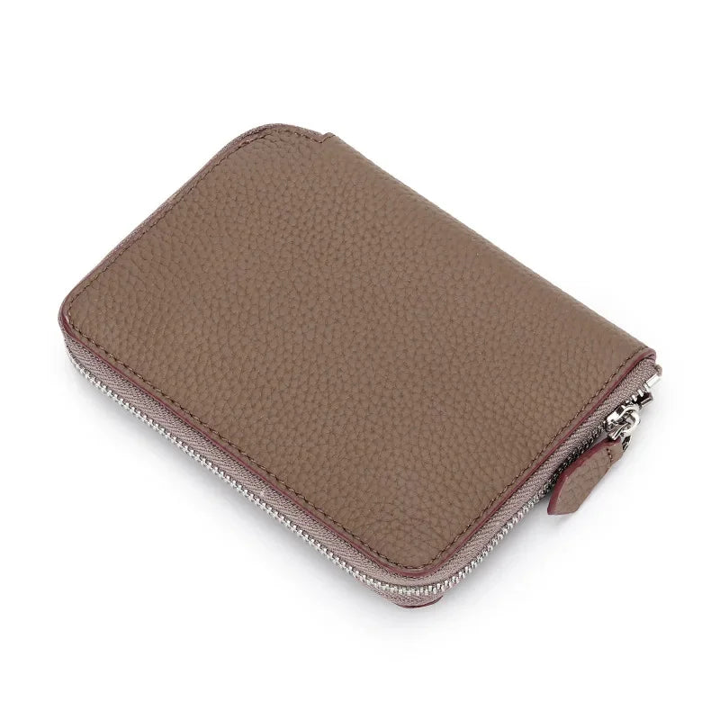 Genuine Leather Short Wallet Women Card Holders Luxury Brand Design Fashion Small Coin Purse Zipper Cowhide Men Slim Money Bag