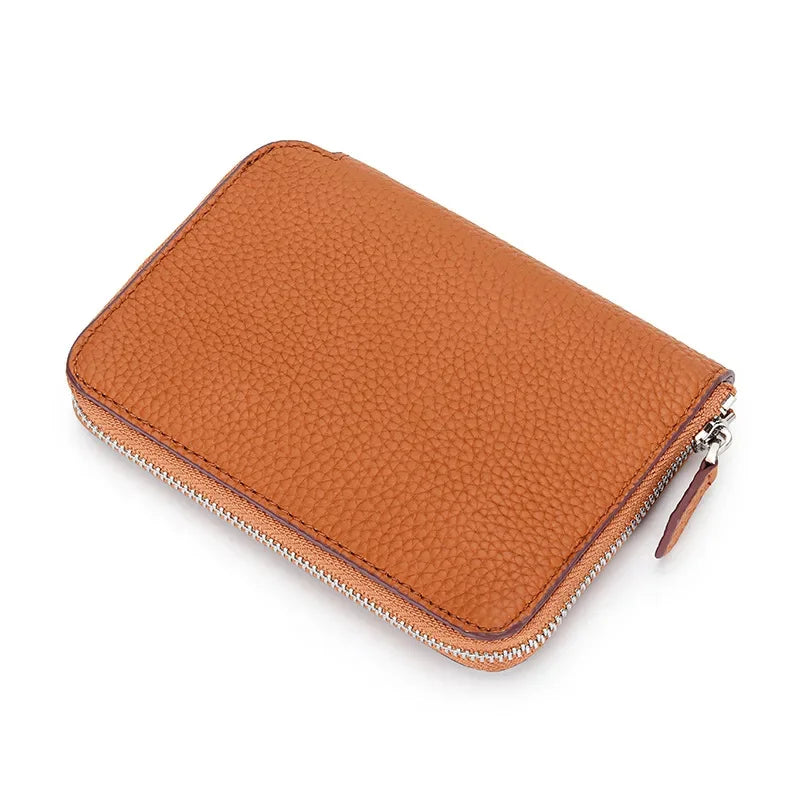 Genuine Leather Short Wallet Women Card Holders Luxury Brand Design Fashion Small Coin Purse Zipper Cowhide Men Slim Money Bag
