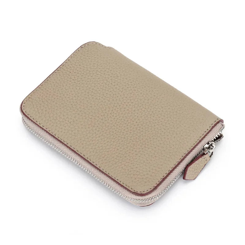 Genuine Leather Short Wallet Women Card Holders Luxury Brand Design Fashion Small Coin Purse Zipper Cowhide Men Slim Money Bag