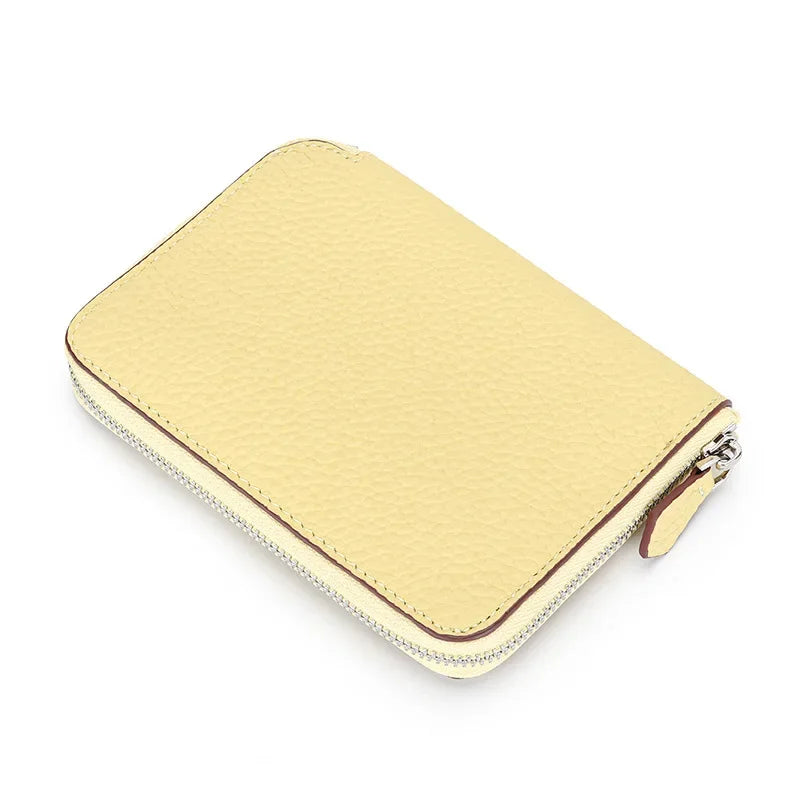 Genuine Leather Short Wallet Women Card Holders Luxury Brand Design Fashion Small Coin Purse Zipper Cowhide Men Slim Money Bag
