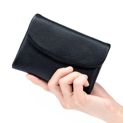 Genuine Leather Short Women's Purse Soft Cowhide Clutch Large Capacity Storage Bag