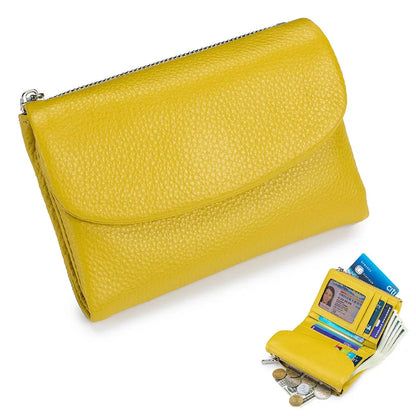 Genuine Leather Short Women's Purse Soft Cowhide Clutch Large Capacity Storage Bag
