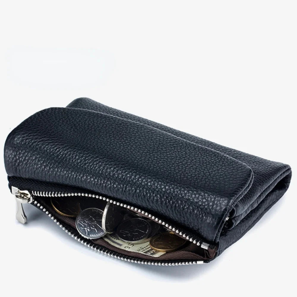 Genuine Leather Short Women's Purse Soft Cowhide Clutch Large Capacity Storage Bag