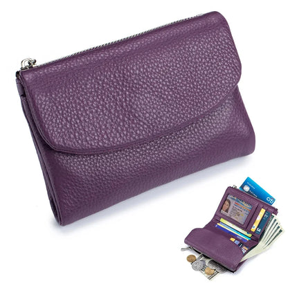 Genuine Leather Short Women's Purse Soft Cowhide Clutch Large Capacity Storage Bag