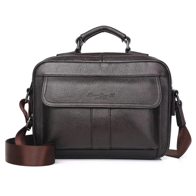 Genuine Leather Shoulder Cross Body Tote For Men Handbag Business Briefcase Male Real Cowhide Top Handle Sling Messenger Bag