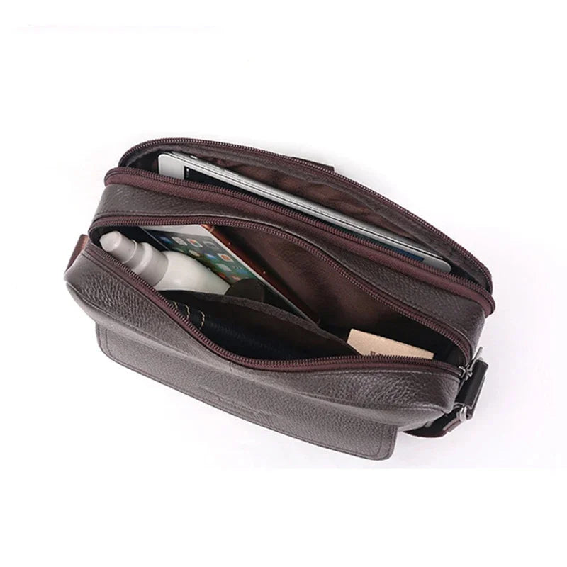 Genuine Leather Shoulder Cross Body Tote For Men Handbag Business Briefcase Male Real Cowhide Top Handle Sling Messenger Bag