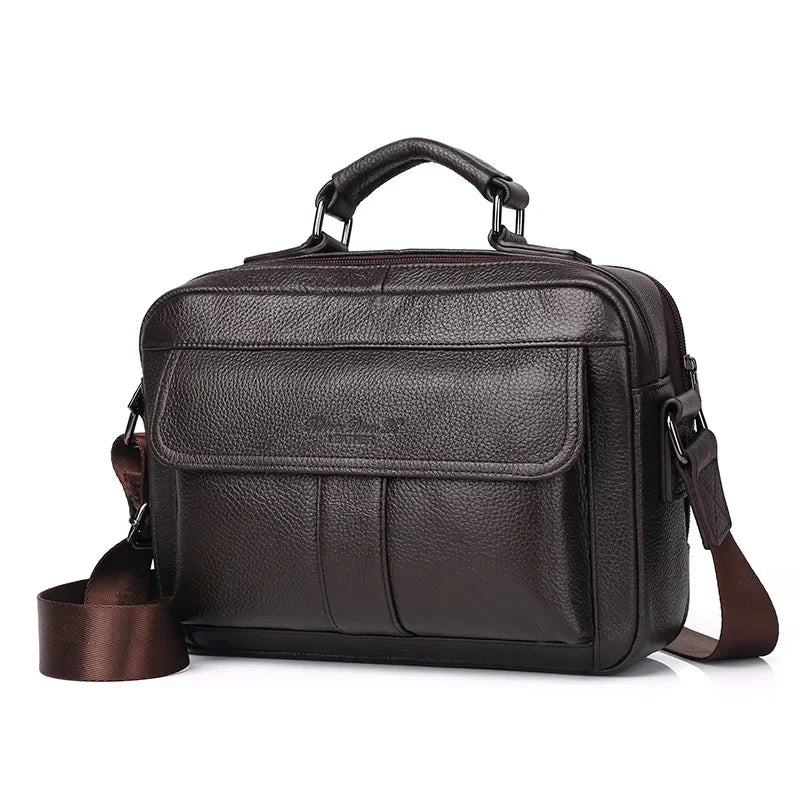 Genuine Leather Shoulder Cross Body Tote For Men Handbag Business Briefcase Male Real Cowhide Top Handle Sling Messenger Bag