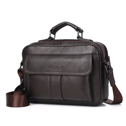 Genuine Leather Shoulder Cross Body Tote For Men Handbag Business Briefcase Male Real Cowhide Top Handle Sling Messenger Bag