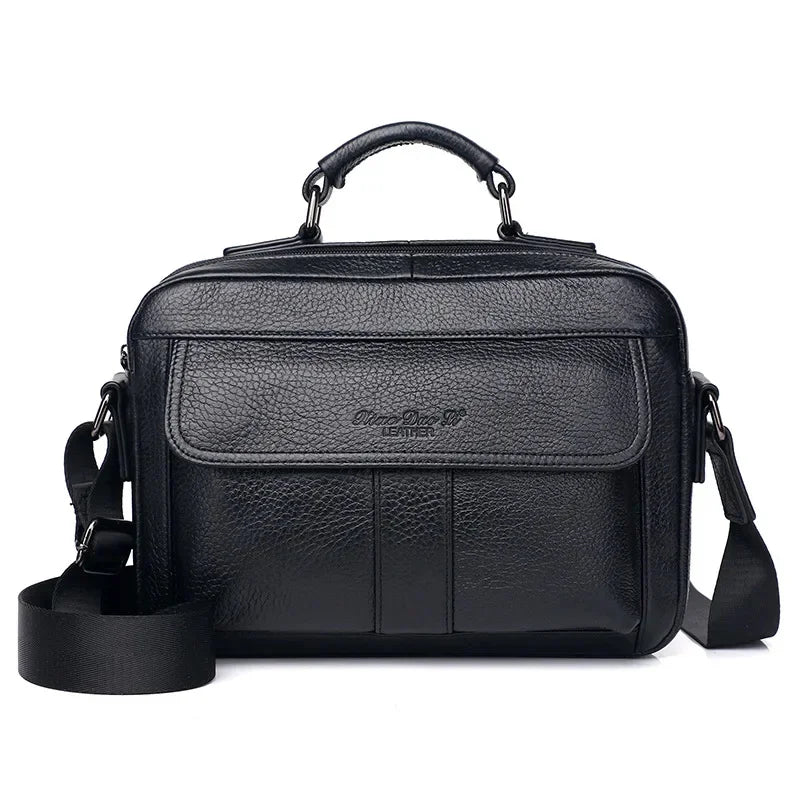Genuine Leather Shoulder Cross Body Tote For Men Handbag Business Briefcase Male Real Cowhide Top Handle Sling Messenger Bag