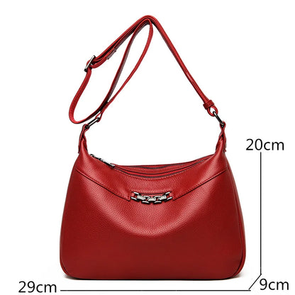 Genuine Leather Shoulder Crossbody Bag For Women 2023 High Quality Cow Leather Ladies Handbag Vintage Large Female Messenger Sac