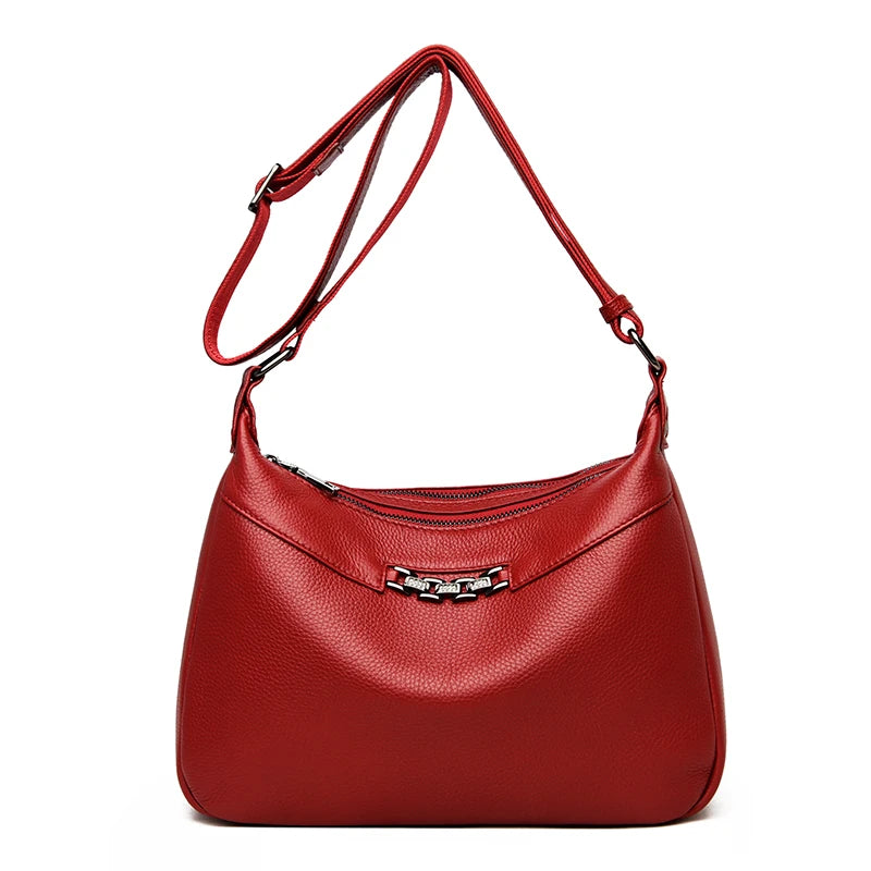 Genuine Leather Shoulder Crossbody Bag For Women 2023 High Quality Cow Leather Ladies Handbag Vintage Large Female Messenger Sac