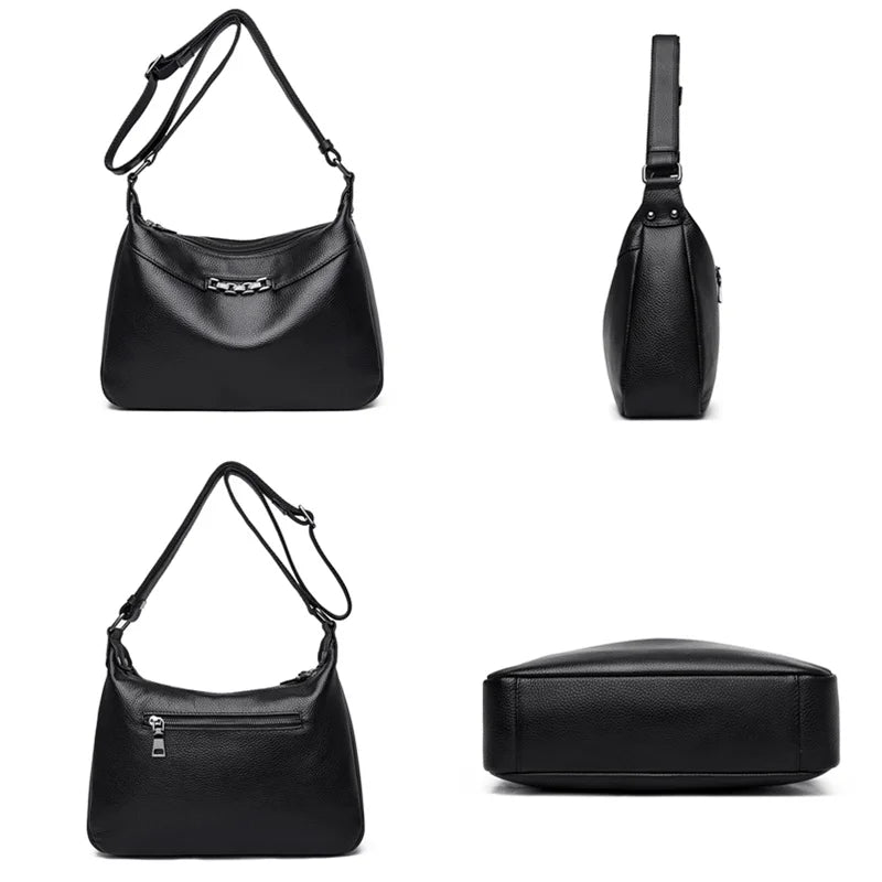 Genuine Leather Shoulder Crossbody Bag For Women 2023 High Quality Cow Leather Ladies Handbag Vintage Large Female Messenger Sac