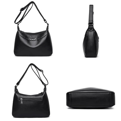 Genuine Leather Shoulder Crossbody Bag For Women 2023 High Quality Cow Leather Ladies Handbag Vintage Large Female Messenger Sac