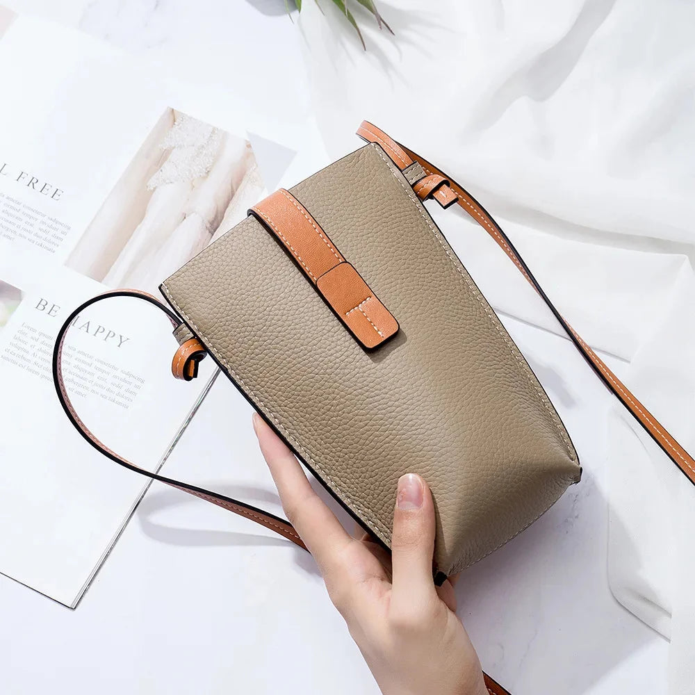 Genuine Leather Shoulder s Luxury Brands Mini Mobile Phone High Quality Women Handbags Female Messenger Bag