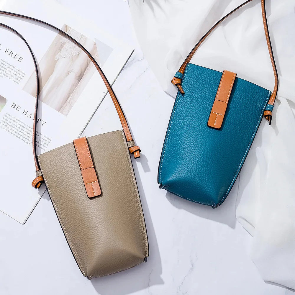 Genuine Leather Shoulder s Luxury Brands Mini Mobile Phone High Quality Women Handbags Female Messenger Bag