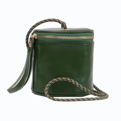 Genuine Leather Simple Coin Storage Wallet Mini Lipstick Handbag Oil Waxed Cowhide Shoulder Bag