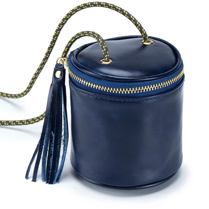 Genuine Leather Simple Coin Storage Wallet Mini Lipstick Handbag Oil Waxed Cowhide Shoulder Bag