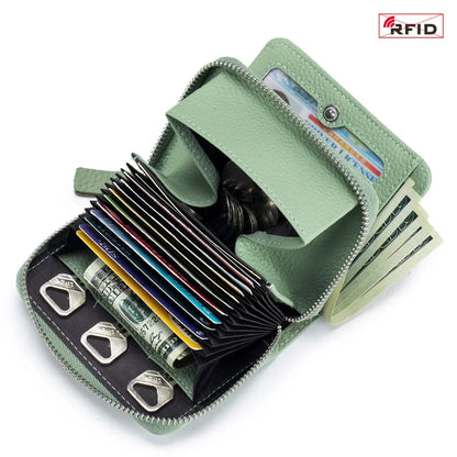 Genuine Leather Small Wallet Women Men RFID Blocking ID Card Holder Zipper Key Purse Short Hasp Wallets for Mother Day Gift