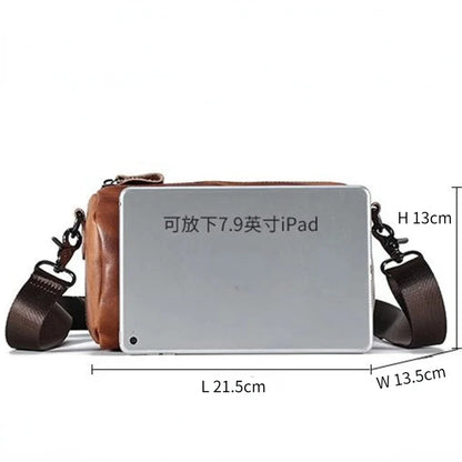 Genuine Leather Street Trend Cowhide Men's Inclined Shoulder Bag