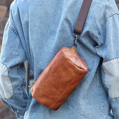 Genuine Leather Street Trend Cowhide Men's Inclined Shoulder Bag