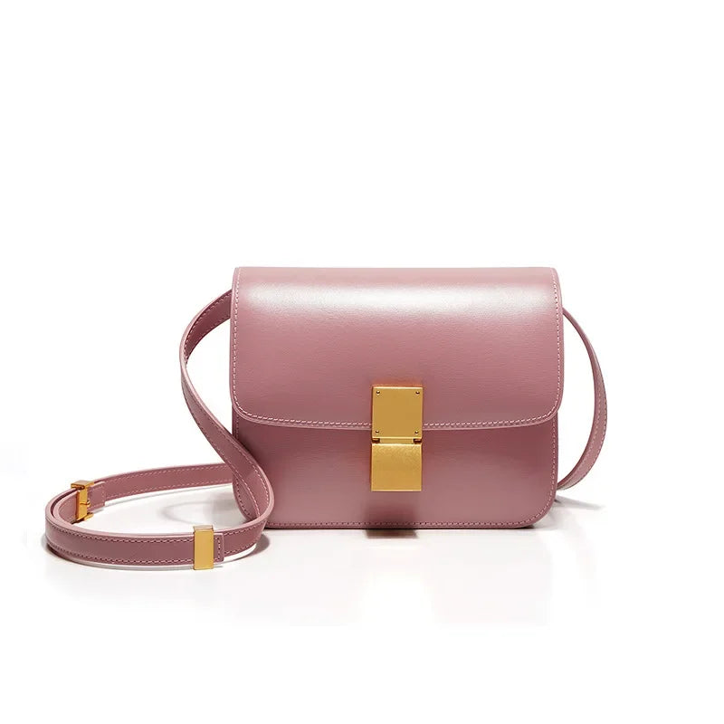 Genuine Leather Tofu Bag Vintage Classic Solid Elegant Small Square Crossbody Shoulder Bag 2024 New All-match Commuter Purses