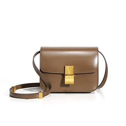 Genuine Leather Tofu Bag Vintage Classic Solid Elegant Small Square Crossbody Shoulder Bag 2024 New All-match Commuter Purses