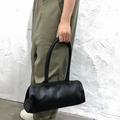 Genuine Leather Top-Handle Bags Vintage Simple Fashion Zipper Single Shoulder Underarm Bag 2024 Autumn New Handbags Purses