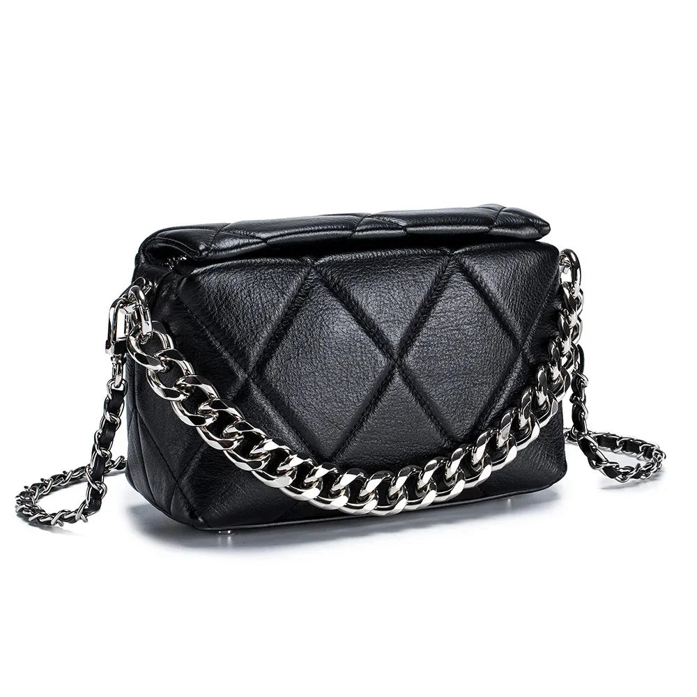 Genuine Leather Versatile Crossbody Fashionable Small Square Chain Bag