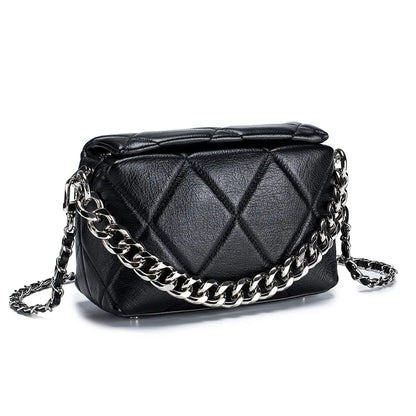 Genuine Leather Versatile Crossbody Fashionable Small Square Chain Bag