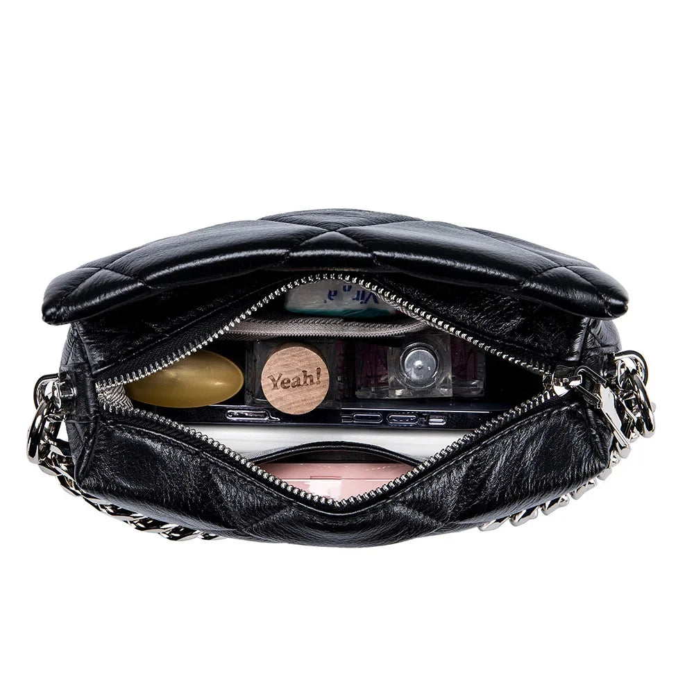 Genuine Leather Versatile Crossbody Fashionable Small Square Chain Bag