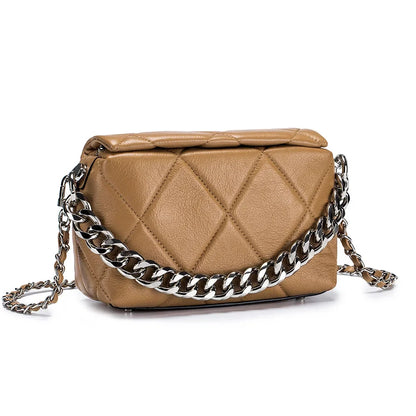 Genuine Leather Versatile Crossbody Fashionable Small Square Chain Bag