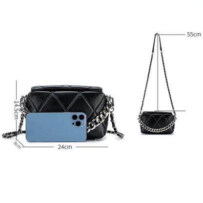 Genuine Leather Versatile Crossbody Fashionable Small Square Chain Bag