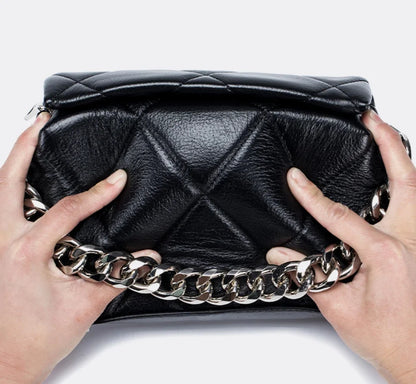 Genuine Leather Versatile Crossbody Fashionable Small Square Chain Bag