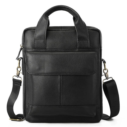Genuine Leather Vertical Briefcases Men Fashion File Vintage Cowhide Handbag Business Male Shoulder Messenger Bag