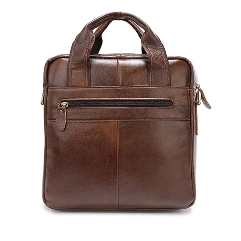 Genuine Leather Vertical Briefcases Men Fashion File Vintage Cowhide Handbag Business Male Shoulder Messenger Bag