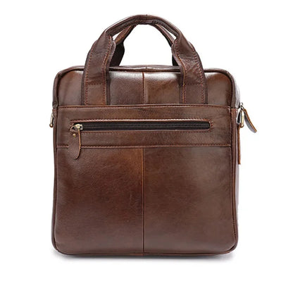 Genuine Leather Vertical Briefcases Men Fashion File Vintage Cowhide Handbag Business Male Shoulder Messenger Bag