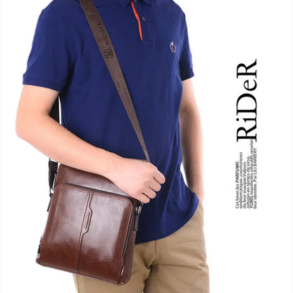 Genuine Leather Vertical Men Briefcases With Zipper Vintage Handbag Business Shoulder Messenger Luxury Tote Bag For Male