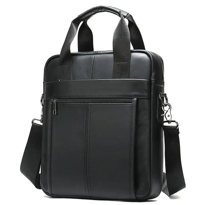 Genuine Leather Vertical Men's Briefcase Vintage Business Handbag Office Male Shoulder Messenger Bag