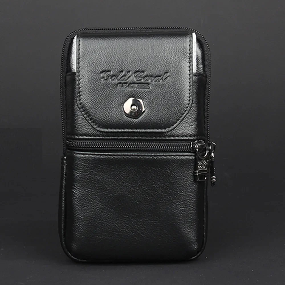 Genuine Leather Waist Cell/Mobile Phone Case Cover Hip Bags for Men Pocket Real Cowhide Purse Hook Bum Belt Bag Fanny Pack