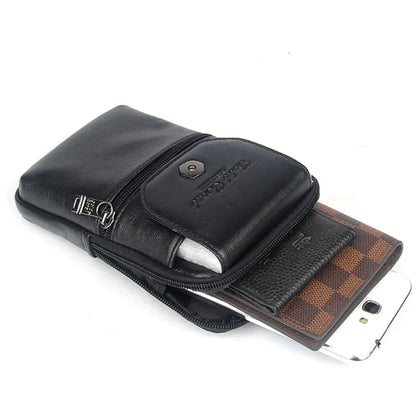 Genuine Leather Waist Cell/Mobile Phone Case Cover Hip Bags for Men Pocket Real Cowhide Purse Hook Bum Belt Bag Fanny Pack