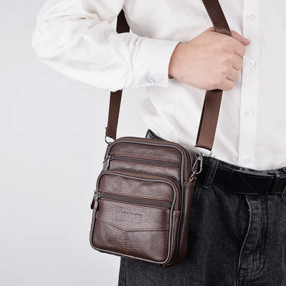 Genuine Leather Waist bag Man Small Purses and handbags Male Fashion Shoulder Bags Mini crossbody bags cell phone pouch