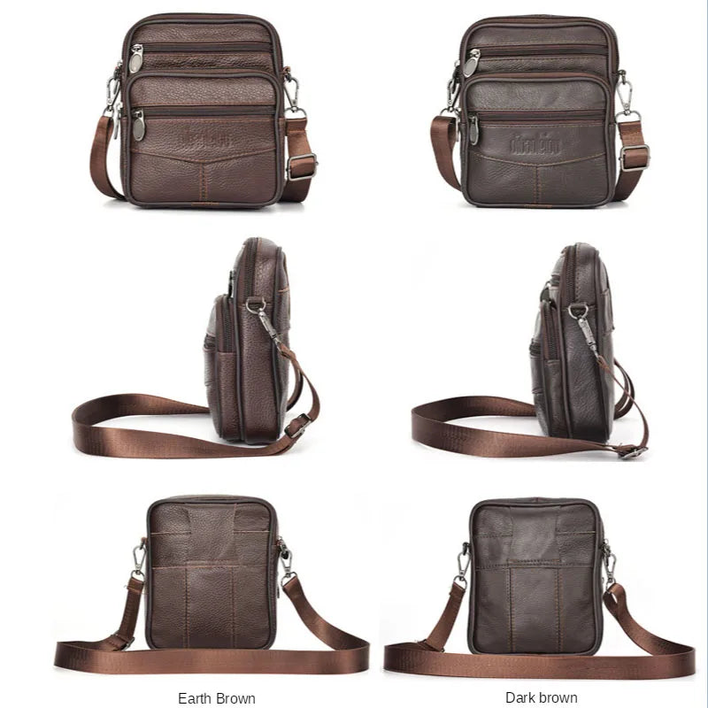 Genuine Leather Waist bag Man Small Purses and handbags Male Fashion Shoulder Bags Mini crossbody bags cell phone pouch