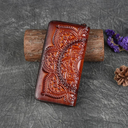 Genuine Leather Wallet Clutch Bag For Women ID/Credit Card Cash Holder Retro Lady Female Real Cowhide Money Bags Wrist Purse