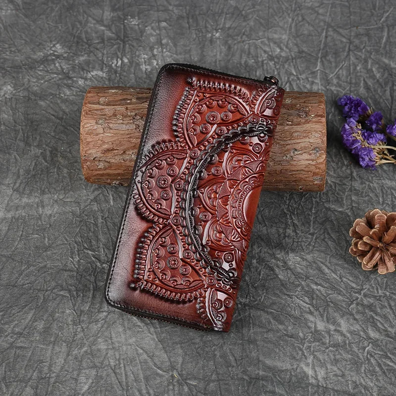Genuine Leather Wallet Clutch Bag For Women ID/Credit Card Cash Holder Retro Lady Female Real Cowhide Money Bags Wrist Purse