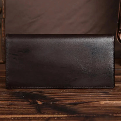 Genuine Leather Wallet Long Purse for Men Designer Casual Male Real Cowhide Bifold Coin Pocket Card Holder Clutch Money Bag