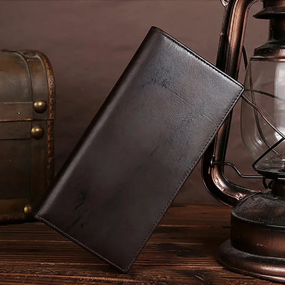 Genuine Leather Wallet Long Purse for Men Designer Casual Male Real Cowhide Bifold Coin Pocket Card Holder Clutch Money Bag