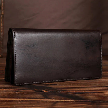 Genuine Leather Wallet Long Purse for Men Designer Casual Male Real Cowhide Bifold Coin Pocket Card Holder Clutch Money Bag
