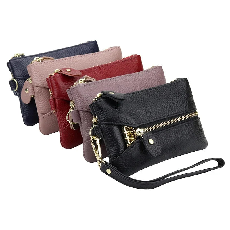 Genuine Leather Wallets Zipper Purse Unisex Car Holders Buckle Male Keychain women Organizer Housekeeper Holde