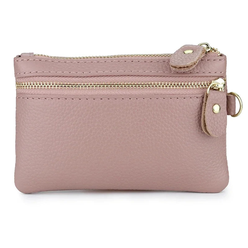 Genuine Leather Wallets Zipper Purse Unisex Car Holders Buckle Male Keychain women Organizer Housekeeper Holde