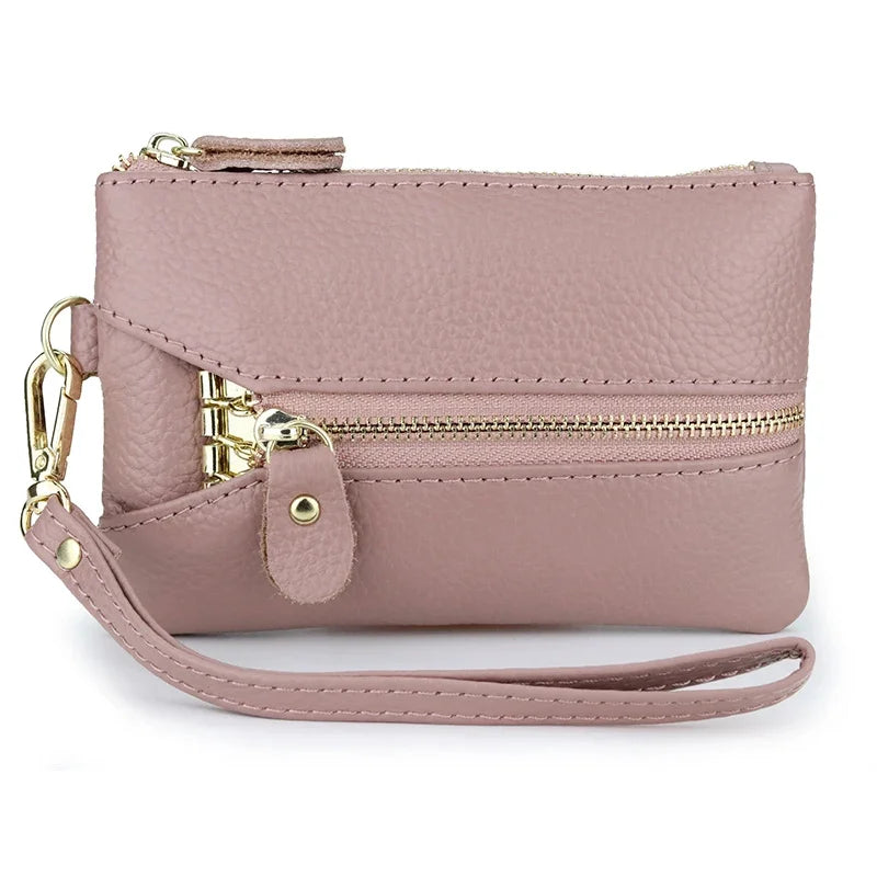 Genuine Leather Wallets Zipper Purse Unisex Car Holders Buckle Male Keychain women Organizer Housekeeper Holde